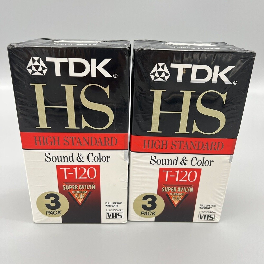 TDK HS T-120 VHS 6X Blank Videocassettes 2 Packs of 3 Factory Sealed NEW